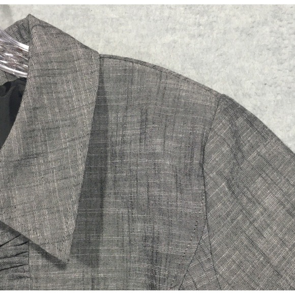 CJ Banks X 14W Short Gray Ruched Blazer Jacket Pleated Shoulder Pads Open Lined - Picture 8 of 12